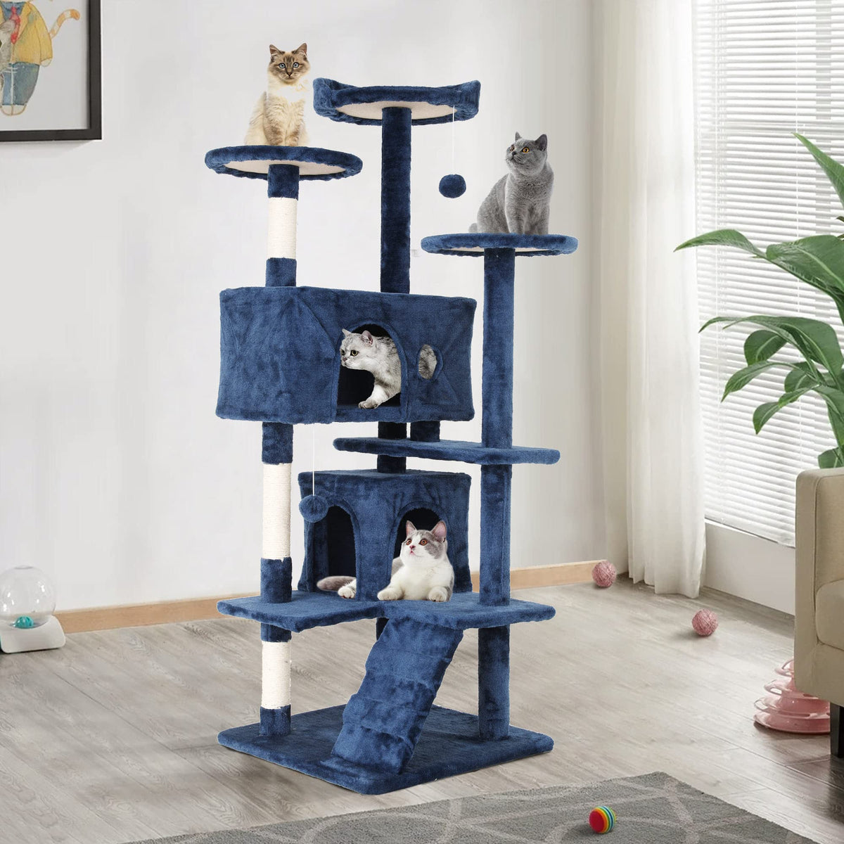 Tall Indoor Cat Condo Tower with Scratching Post F617