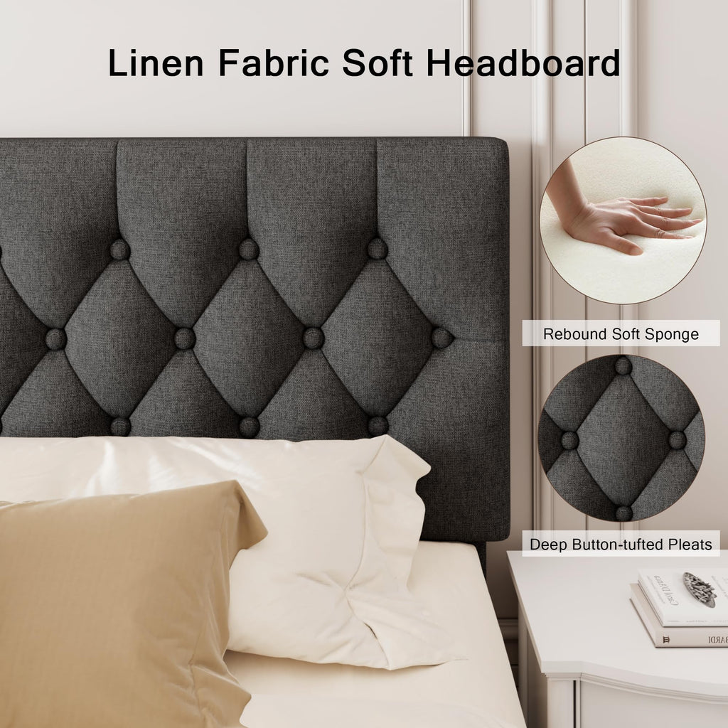 King Size Upholstered Platform Bed with Headboard K37617