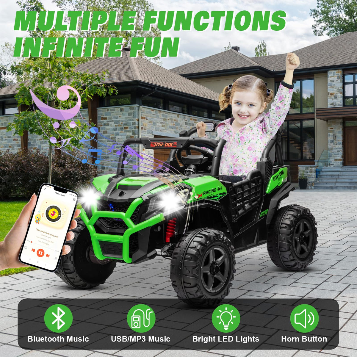 Green 2-Seater Ride On Car Truck B765436