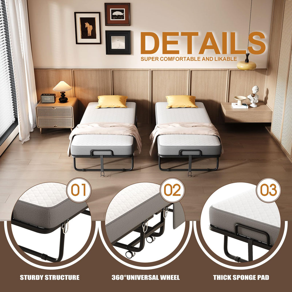Folding Bed with Memory Foam Mattress A7867