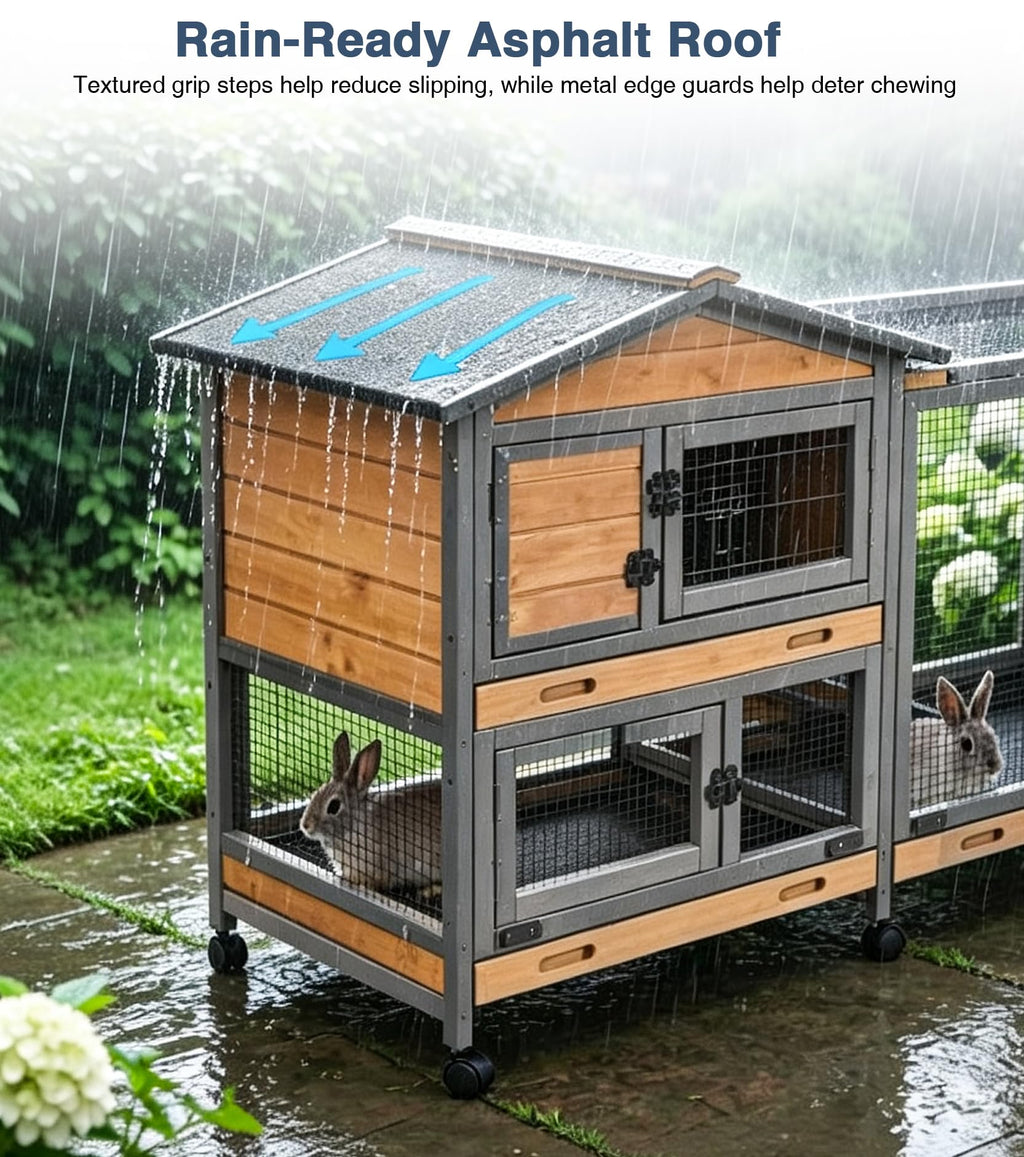 Extra Large Wooden Rabbit Hutch on Wheels H6522