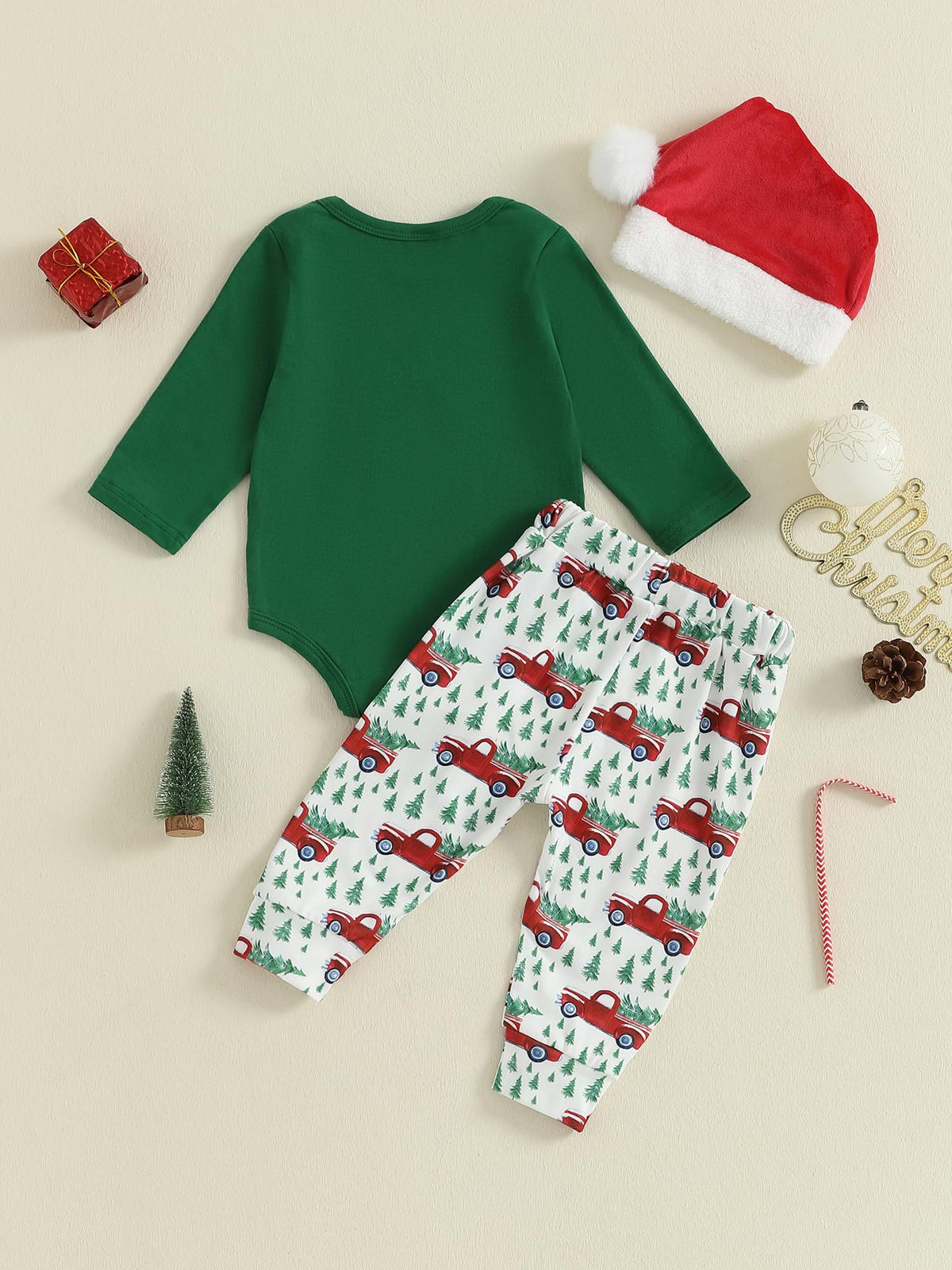 Christmas Baby Boy Outfit Newborn Romper Pant Headband H5208