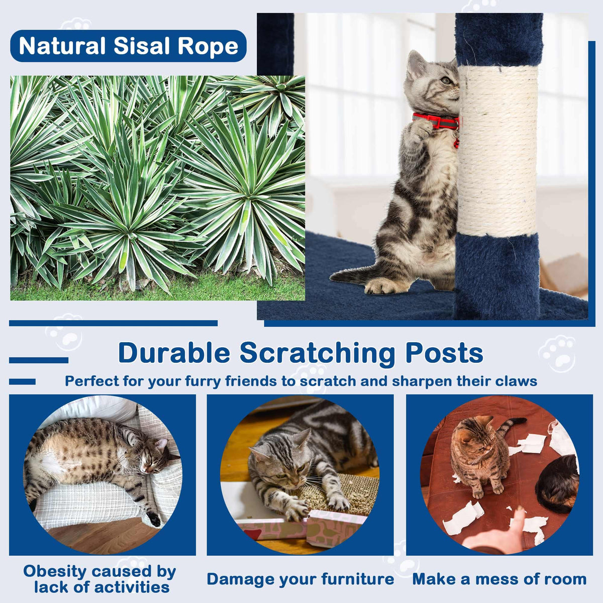 Tall Indoor Cat Condo Tower with Scratching Post F617