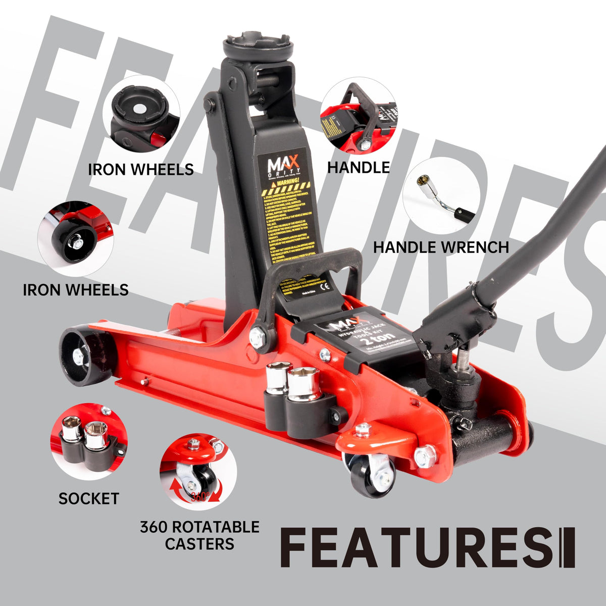 2-Ton Hydraulic Low Profile Trolley Floor Jack with Carrying Case and Tire Tool Kit N366