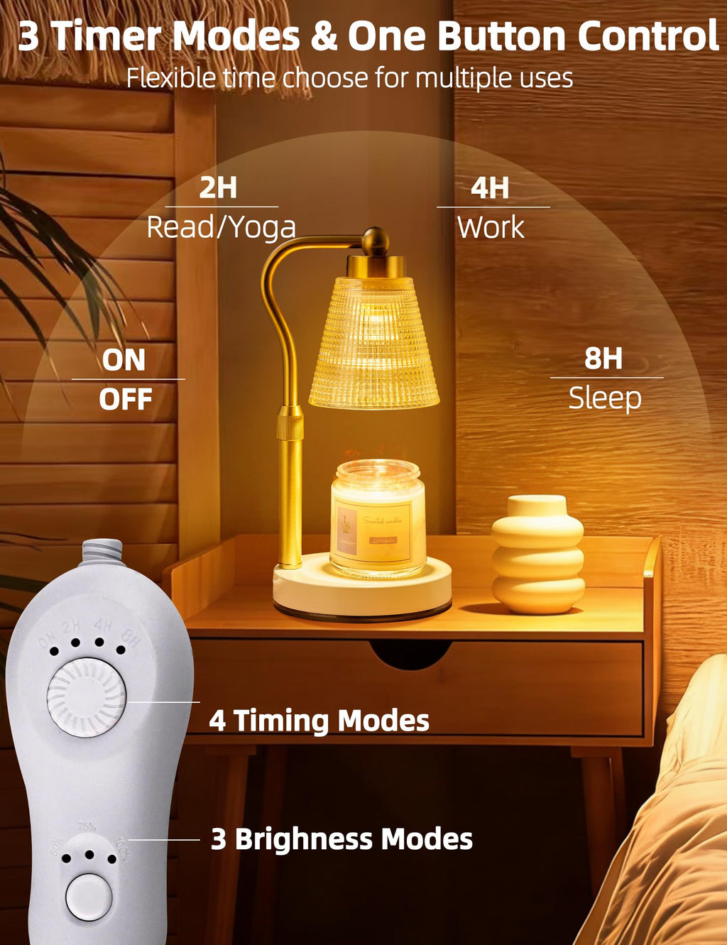Height Adjustable Dimmable Candle Warmer Lamp with Timer V143