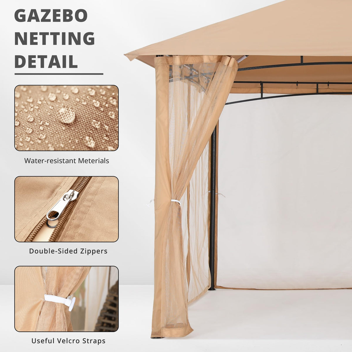 Beige 10x10 ft Gazebo Screen Walls Z17662