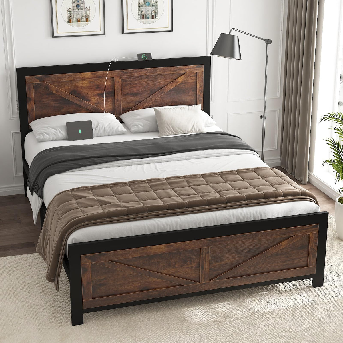 King Size Led Bed Frame with USB Charging Station L9809