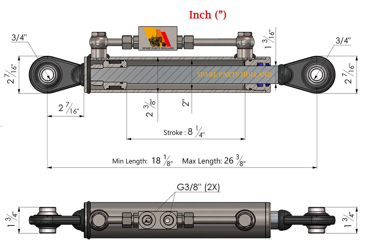 Hydraulic Top Link Cat 1-1 with Locking Block J656188