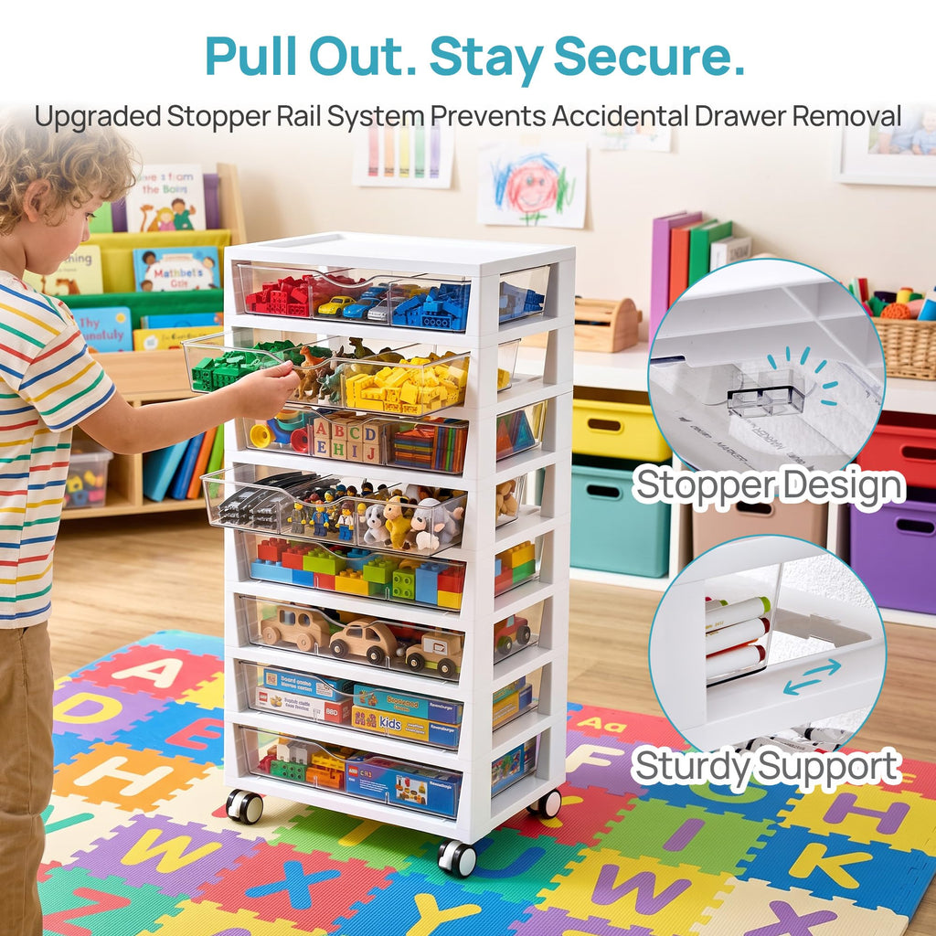 8 Tier Rolling Cart with Drawers I8124