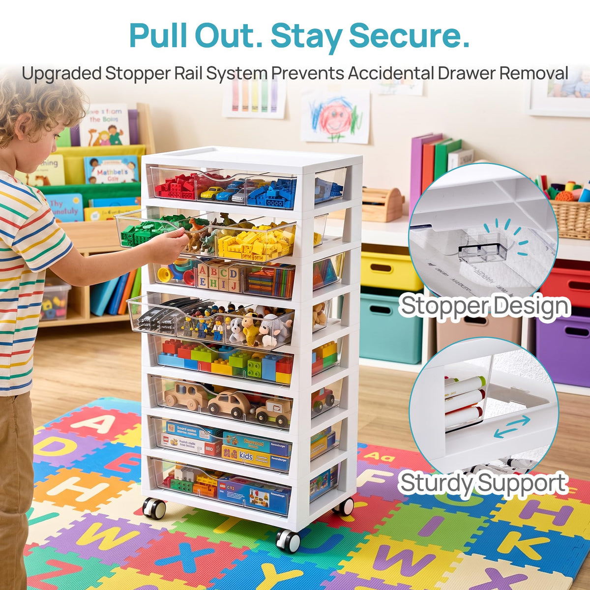 8 Tier Rolling Cart with Drawers I8124