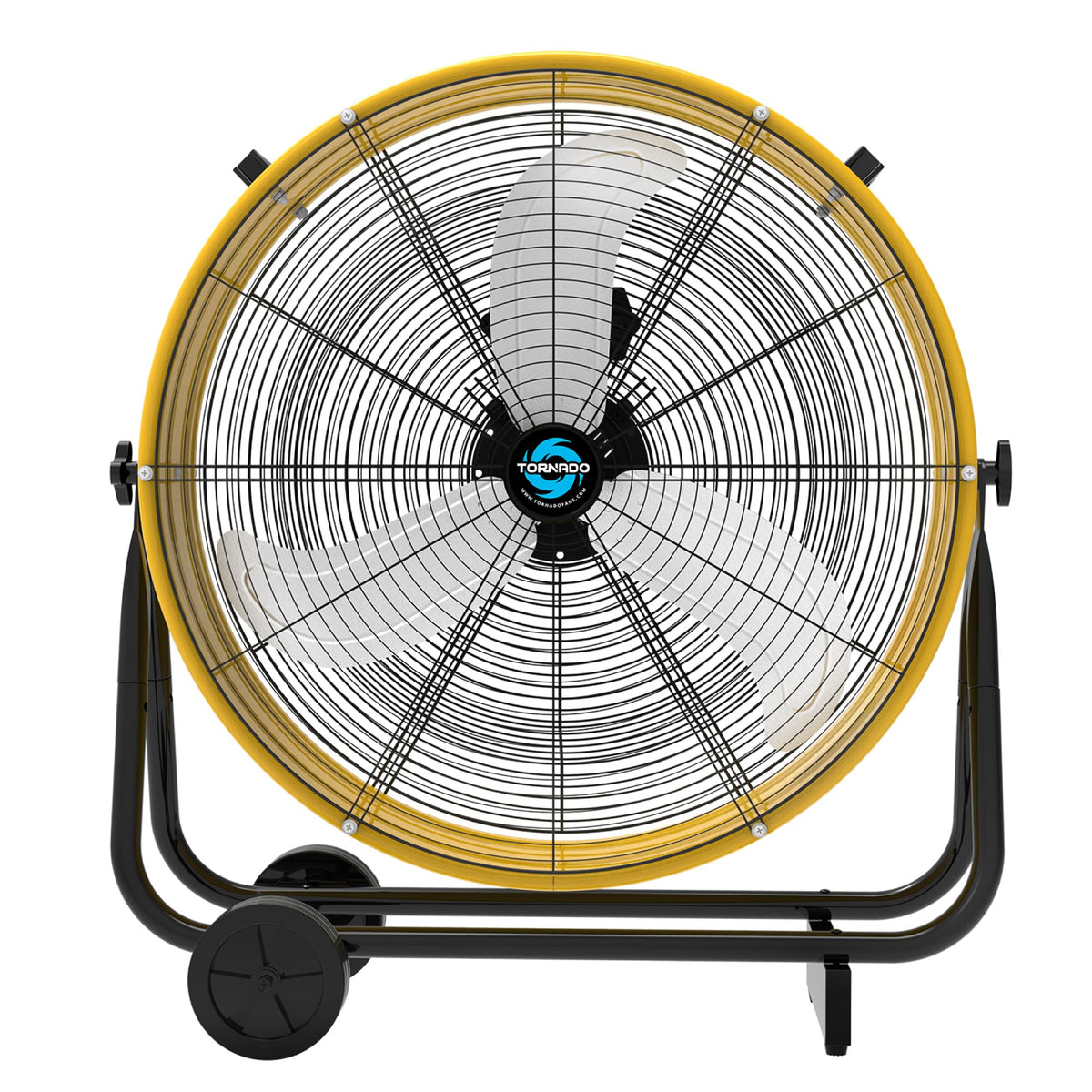 24 Inch High Velocity Tilt Metal Drum Fan Yellow 3 Speed O4968