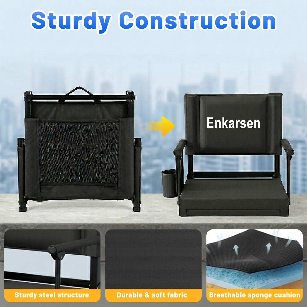 Portable Stadium Seat with Armrests & Cup Holder O52195