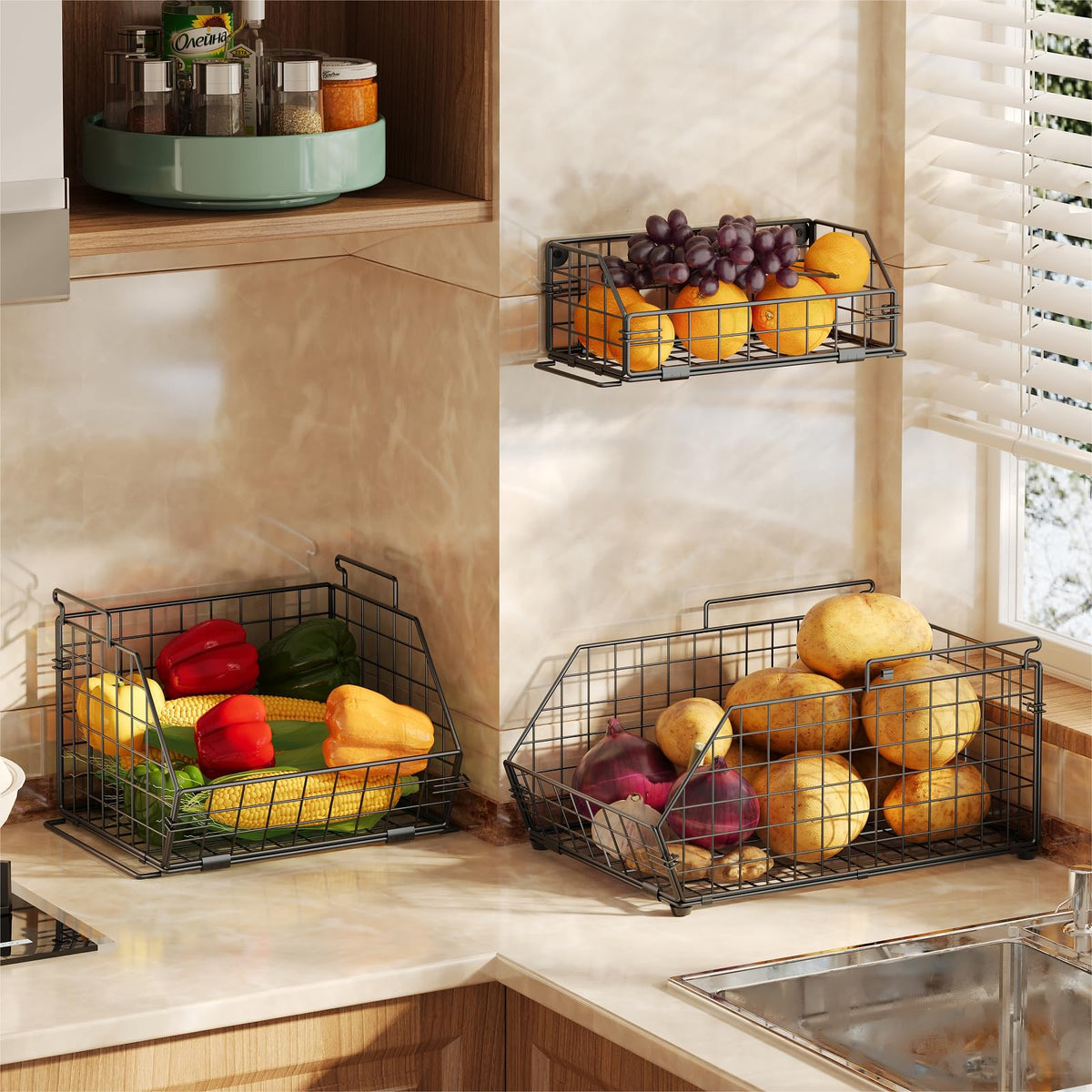 3-Tier Stackable Wire Fruit Basket M57734
