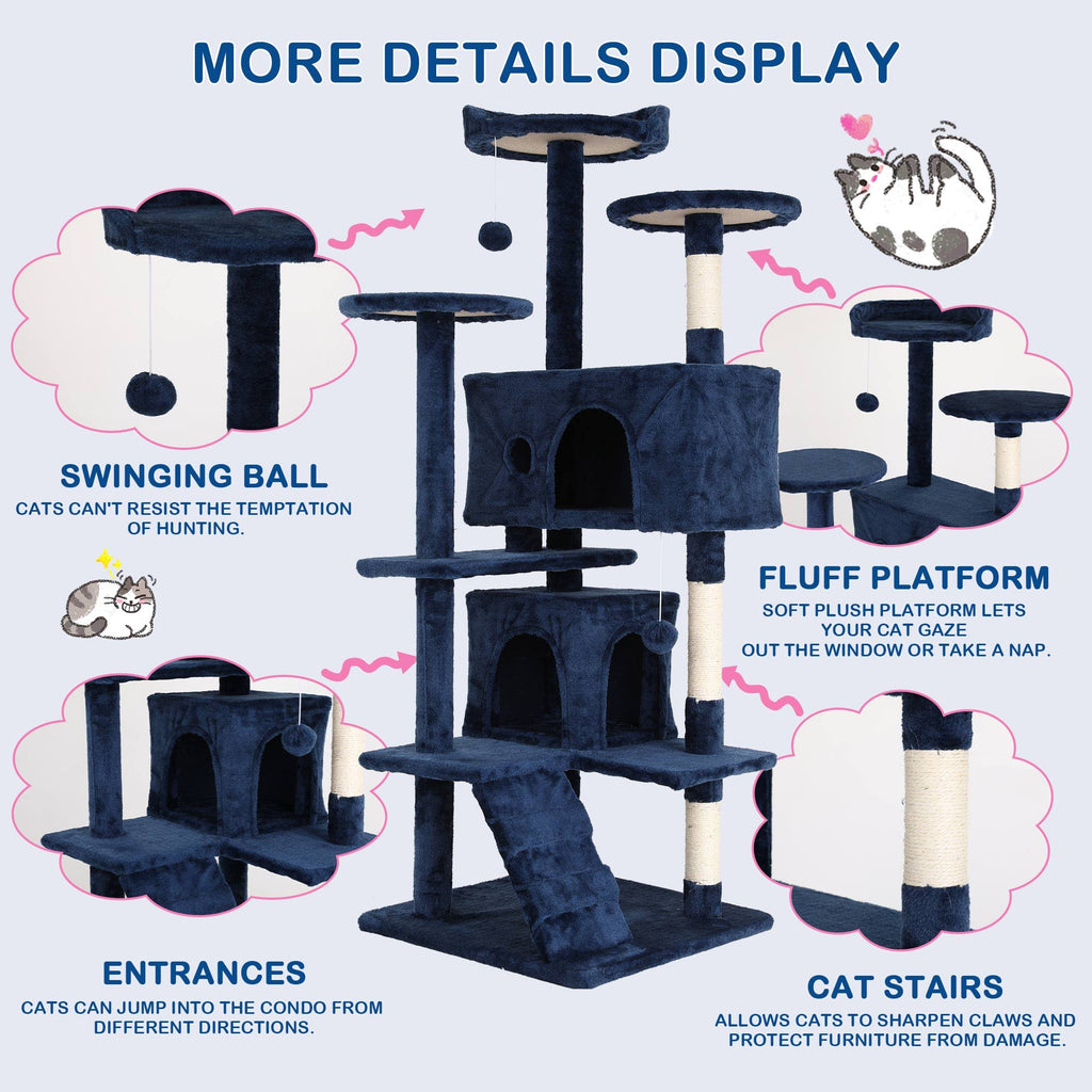 Tall Indoor Cat Condo Tower with Scratching Post F617