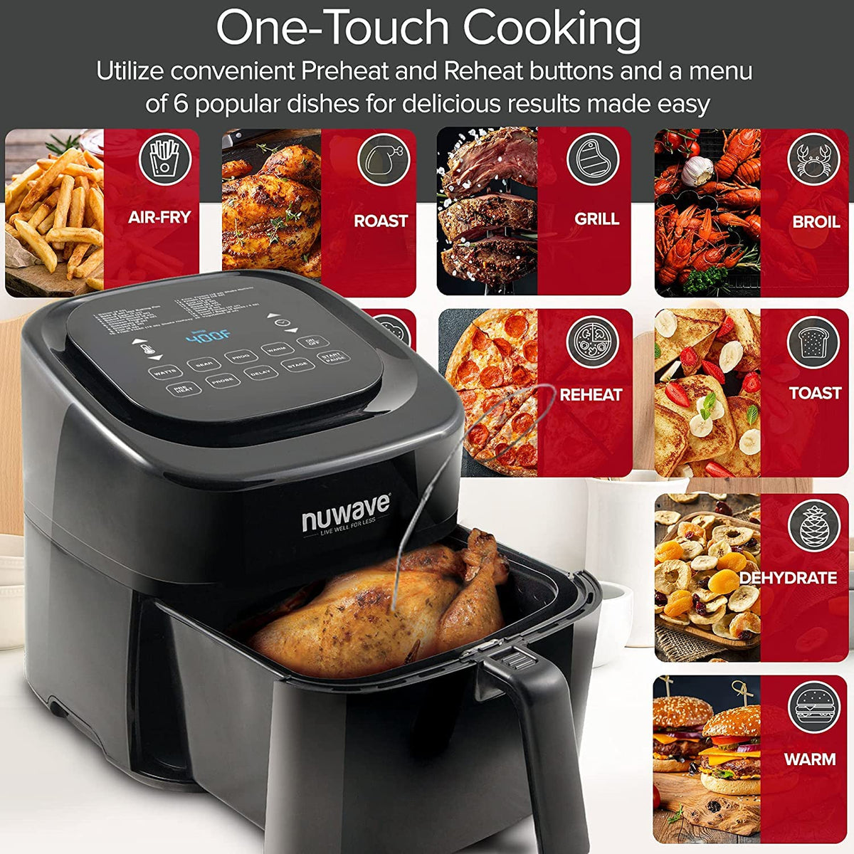 6-Quart Digital Air Fryer with Probe S8337