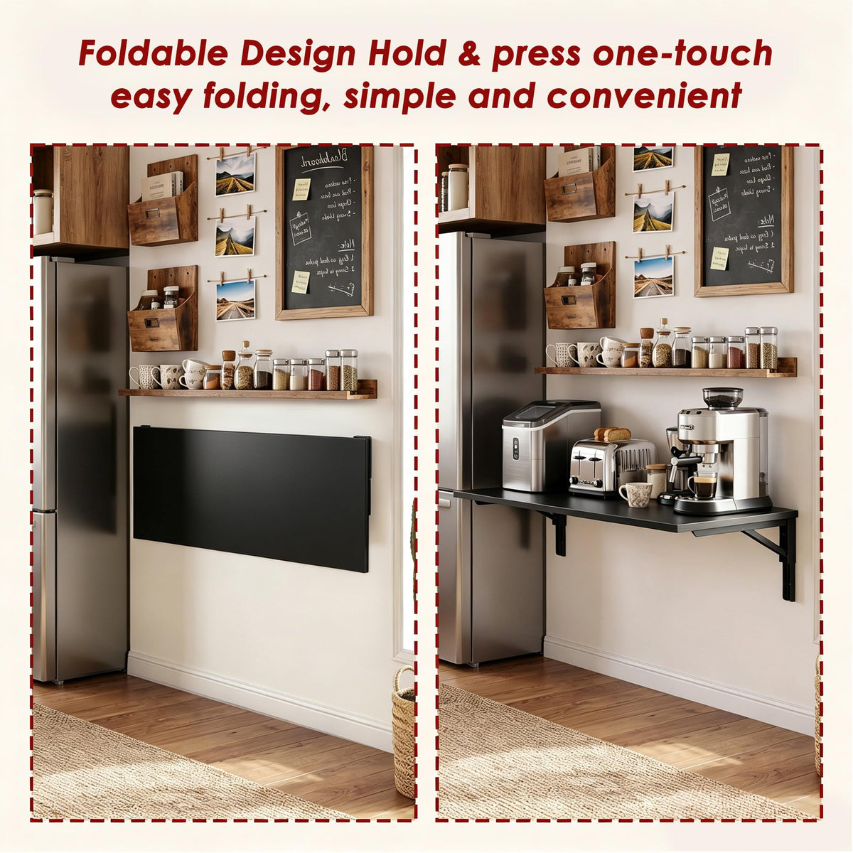 Wall Mounted Folding Table 30x20IN Black M30498