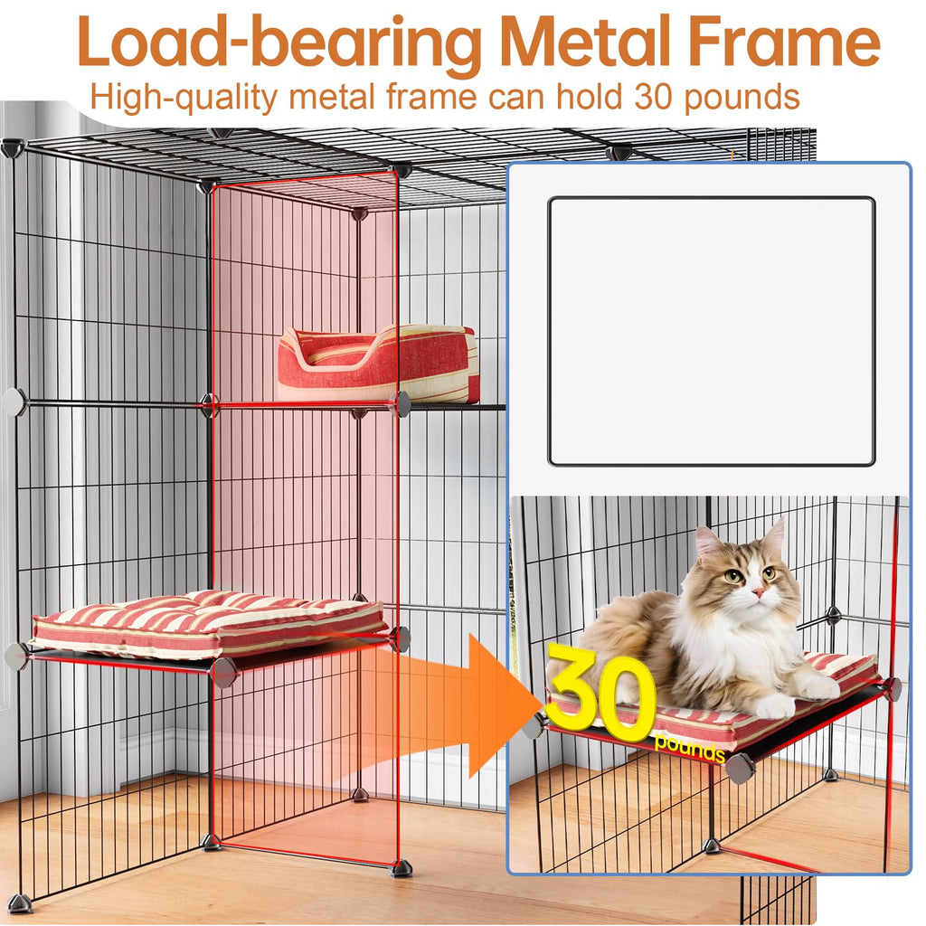 3-Tier Detachable Metal Wire Cat Cage Playpen B55604