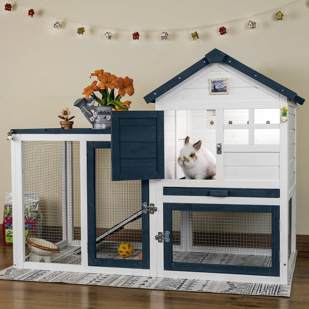 Indoor Outdoor Rabbit Cage with Weatherproof Roof G38342