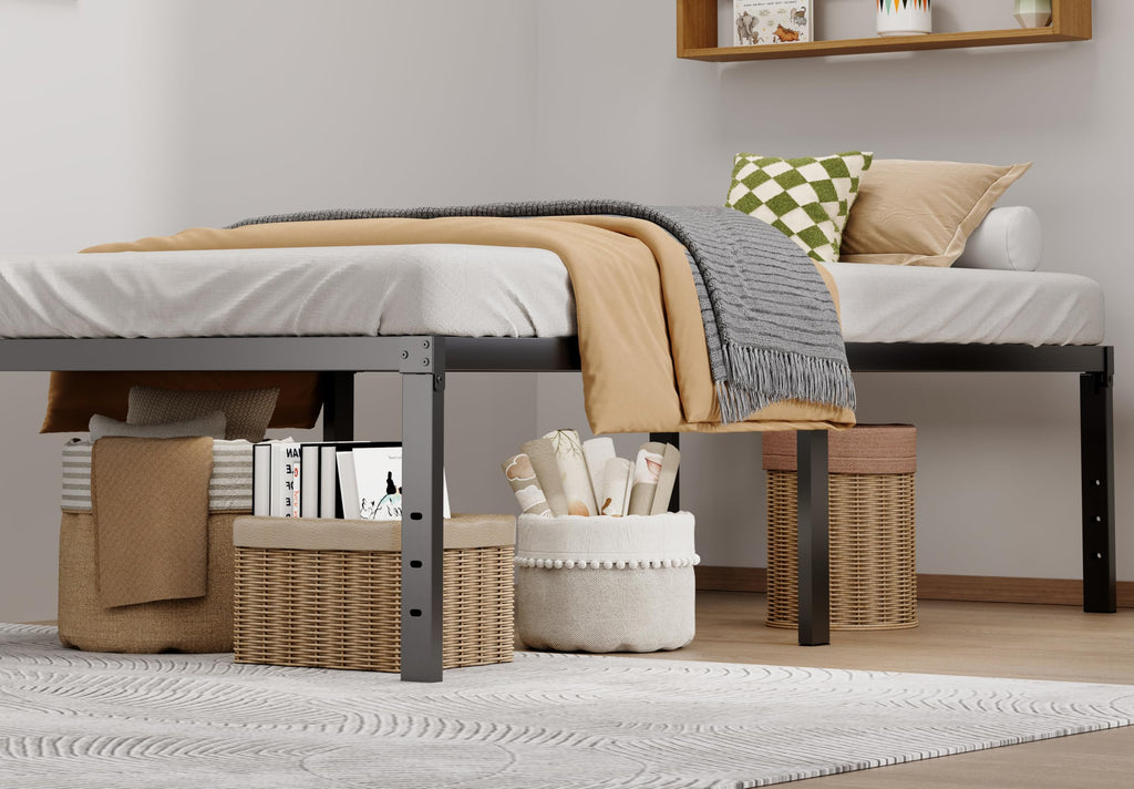 Twin XL 18 Inch Metal Platform Bed Frame with Underbed Storage N6239