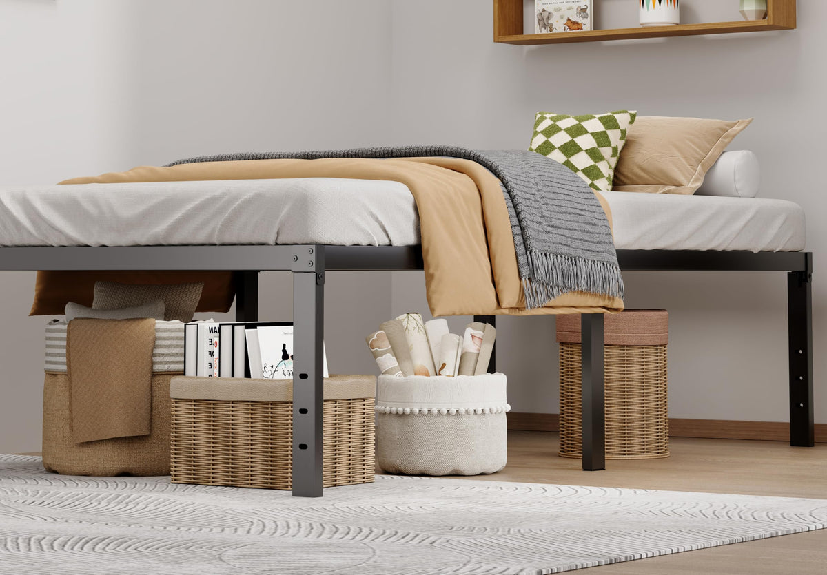 Twin XL 18 Inch Metal Platform Bed Frame with Underbed Storage N6239