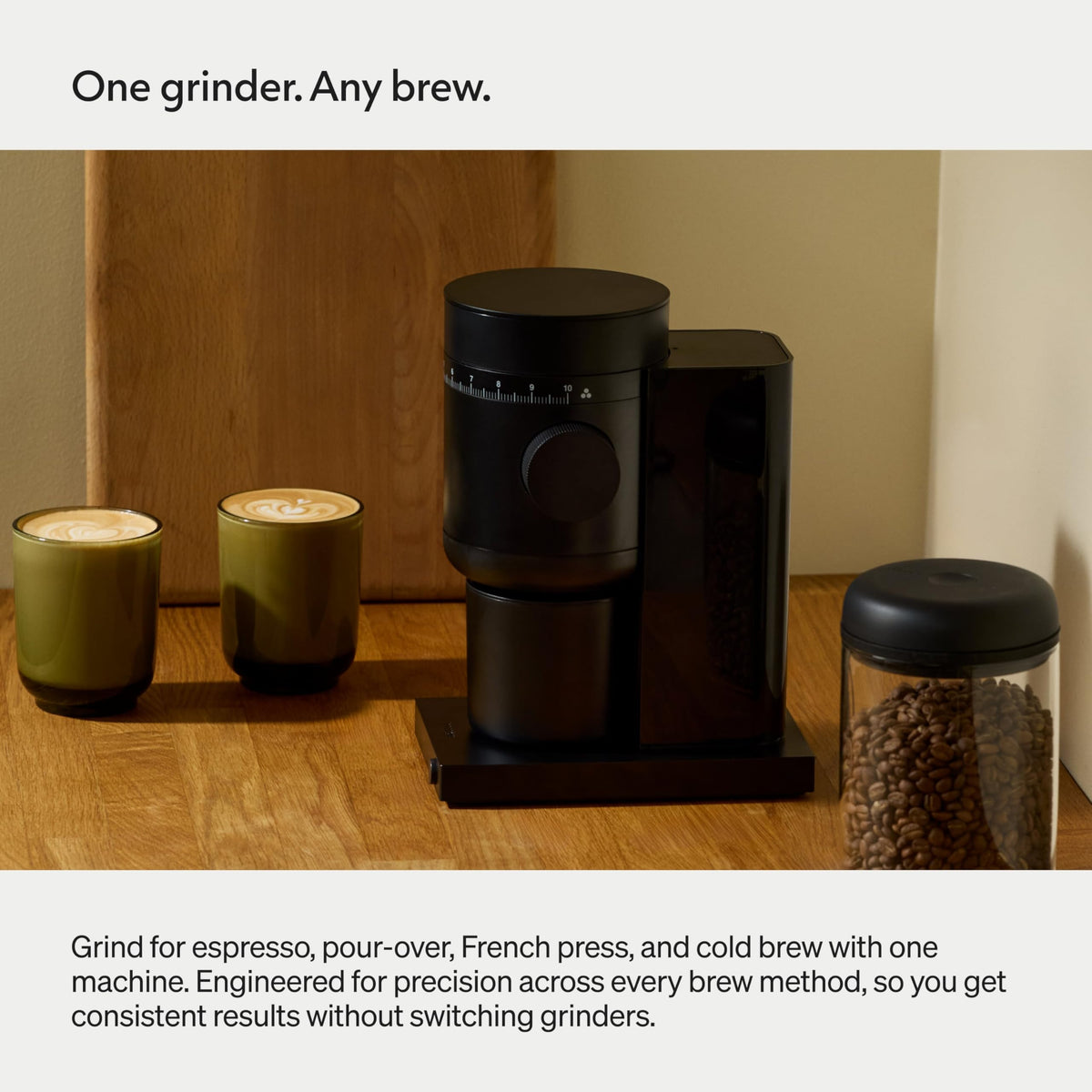Electric Conical Burr Coffee Grinder, 48 mm Burrs, Black F333022