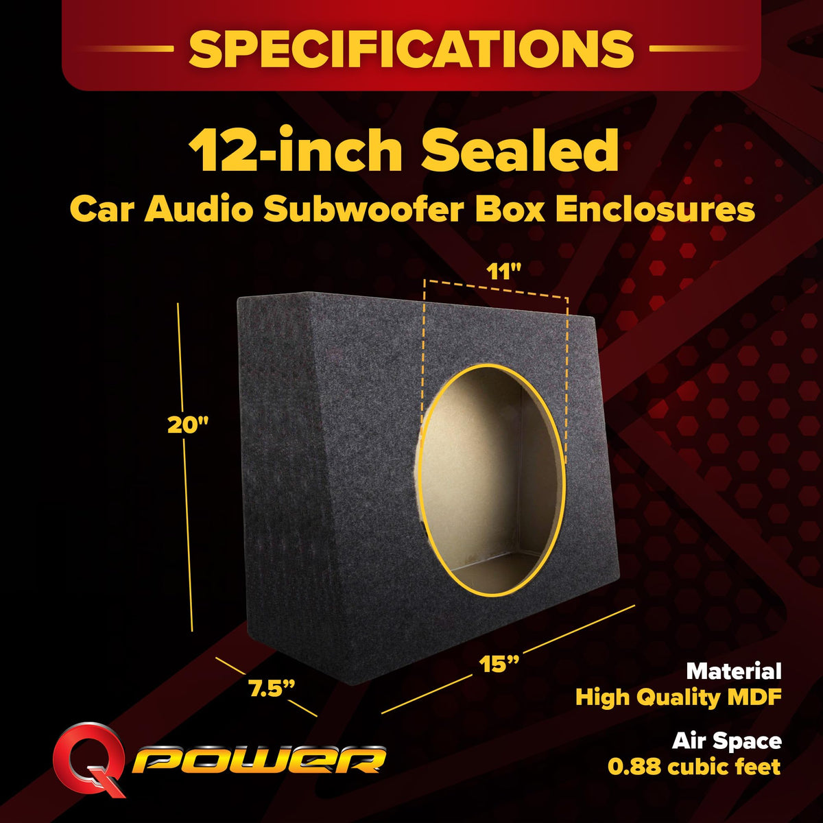 Single 12-Inch Sealed Car Audio Subwoofer Box J893