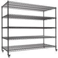 60”W 5 Tier Heavy Duty Metal Wire Shelving with Wheels P97203