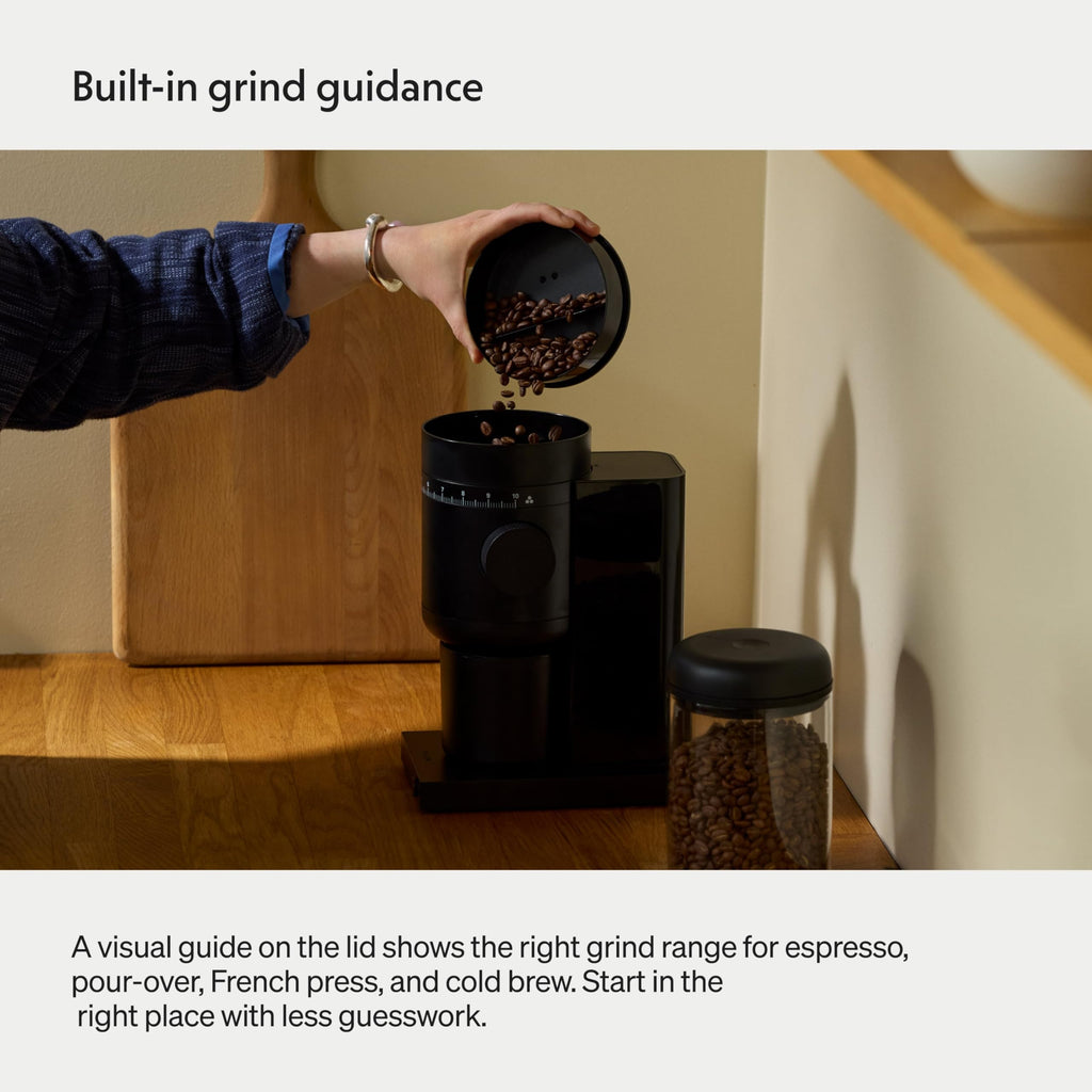 Electric Conical Burr Coffee Grinder, 48 mm Burrs, Black F333022