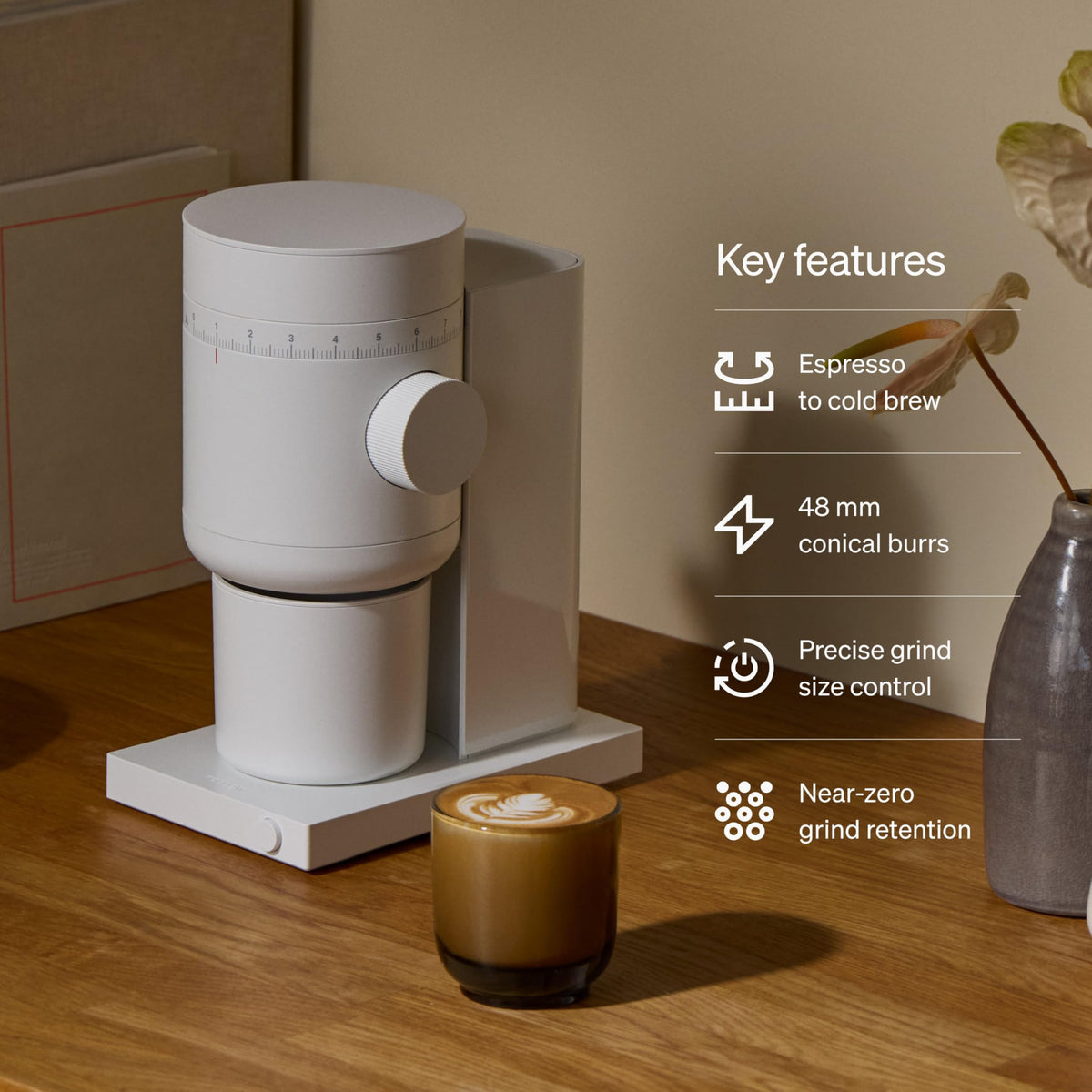 Electric Conical Burr Coffee Grinder, 48 mm Burrs, Black F333022