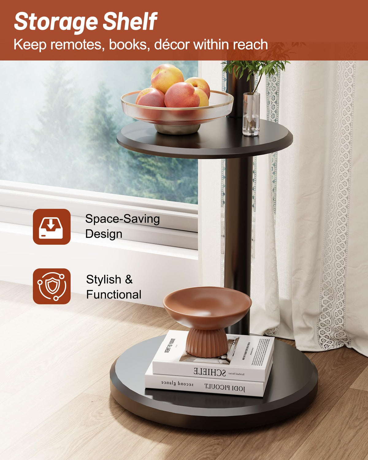 Rolling TV Stand with Shelf and Hidden Wheels D9077