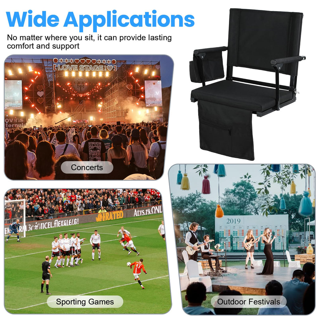 2 Pcs Folding Stadium Seat with Cup Holder G249208