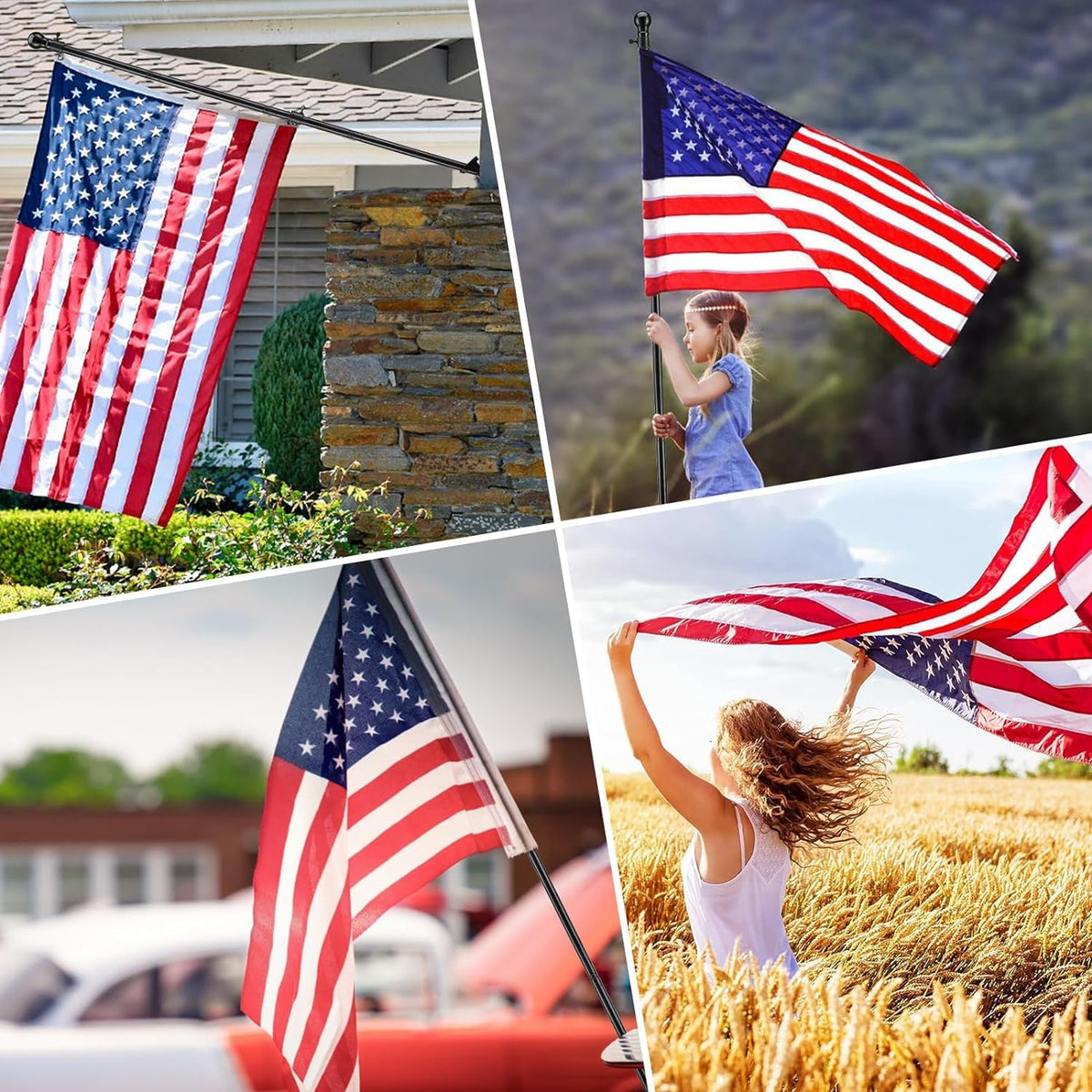 5ft Tangle Free Flag Pole Kit with 3x5 US Flag E5044