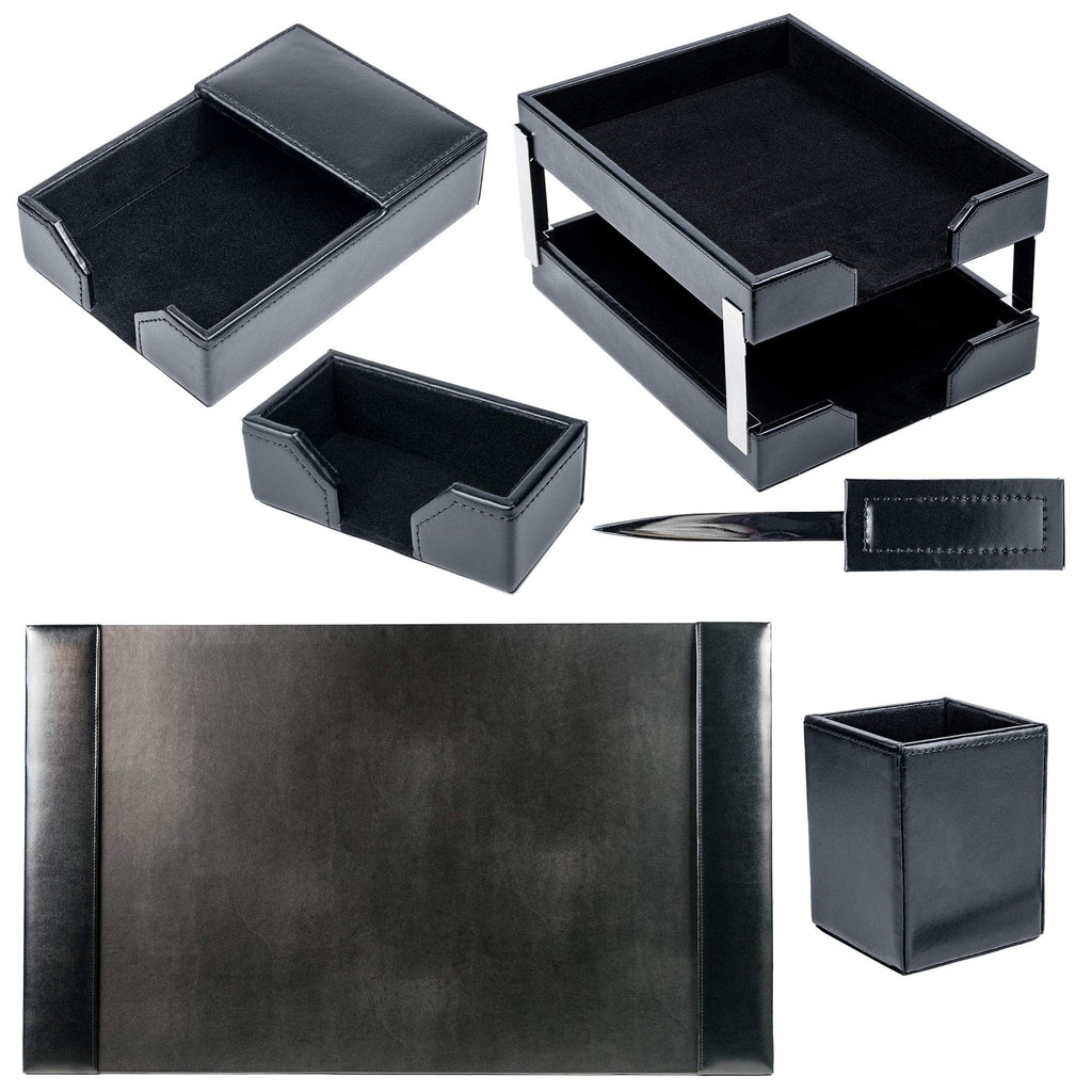 Black 8 Piece Bonded Leather Desk Set H250990