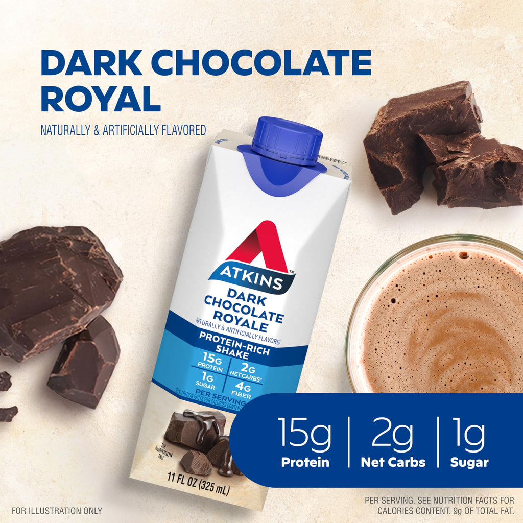 Dark Chocolate Vanilla Protein Shake, 15g Protein, 12 Count H59864