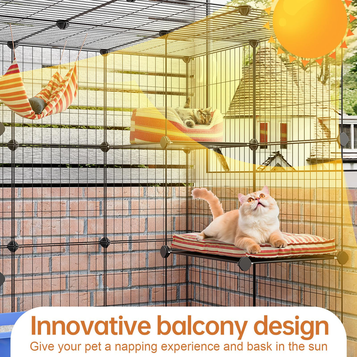 3-Tier Detachable Metal Wire Cat Cage Playpen B55604