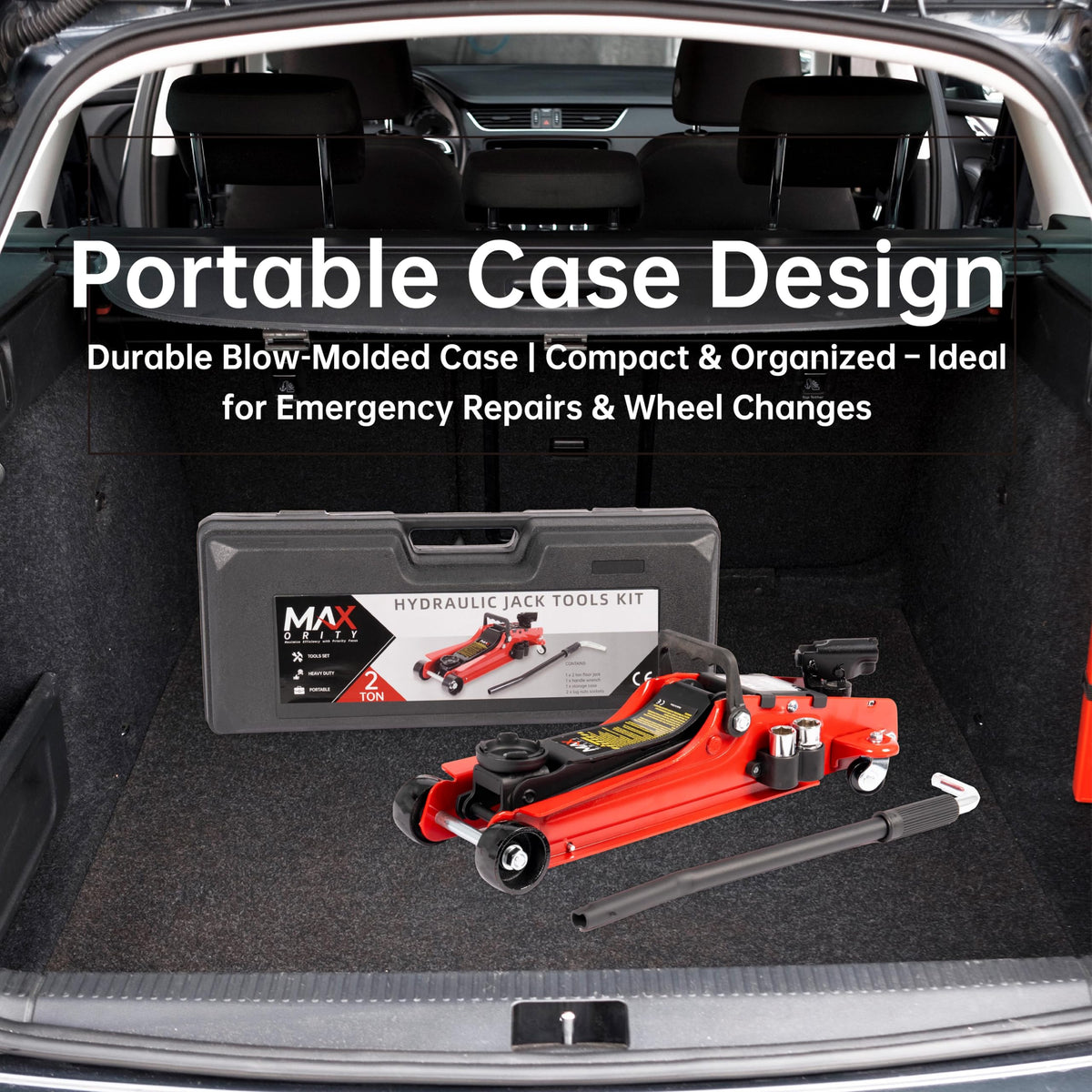 2-Ton Hydraulic Low Profile Trolley Floor Jack with Carrying Case and Tire Tool Kit N366