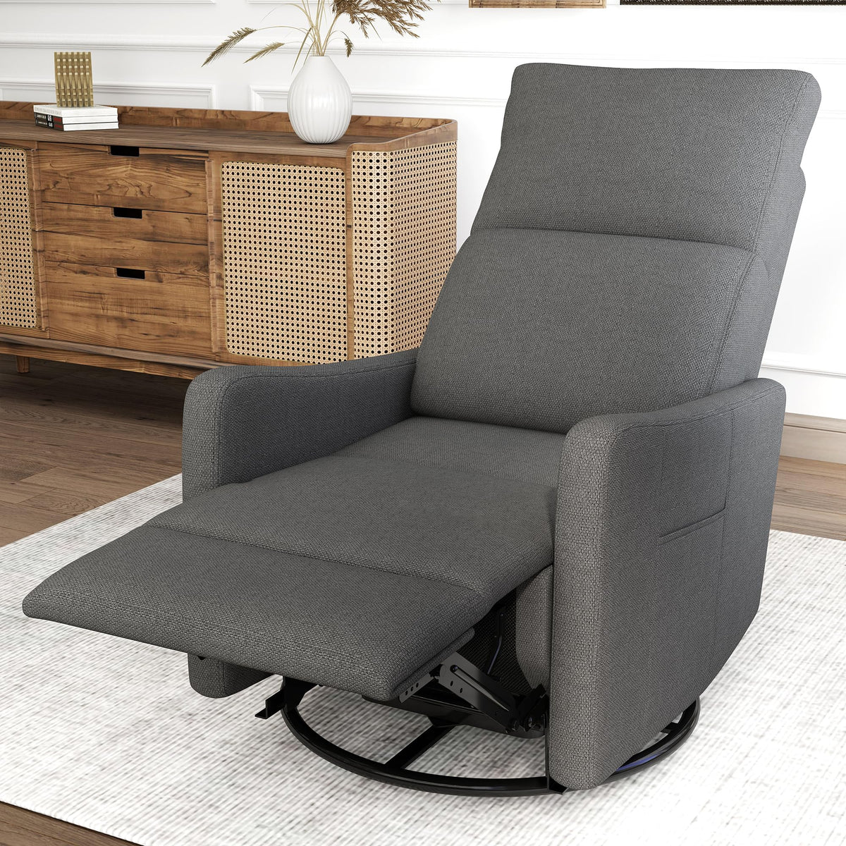 Dark Gray Swivel Rocker Recliner Chair D1061